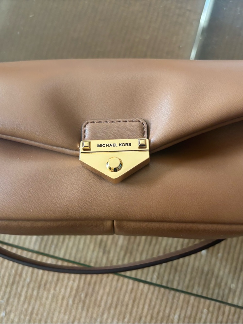 Michael Kors Brown Crossbody with Gold Tone Lock